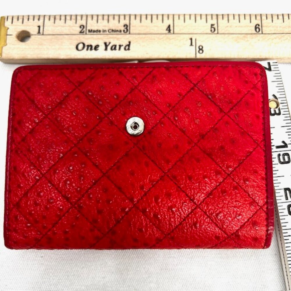 Vgt Pierre Cardin Women's Ostrich Leather Tri-Fold 5"x4" Red card/Coin Wallet(5 - Picture 6 of 13